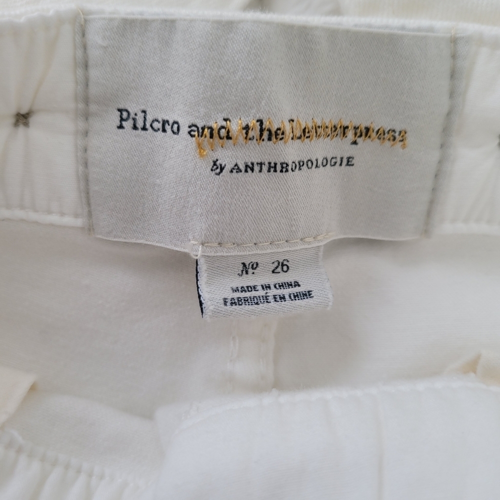 Pilcro and the Letterpress By Anthropologie Off White Jeans Overalls Size 26 - Picture 9 of 11